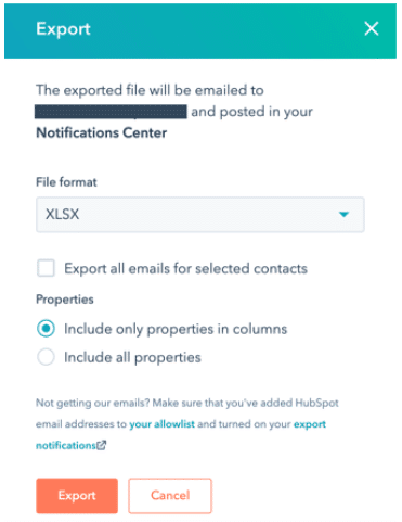 File format options with Export and Cancel buttons.
