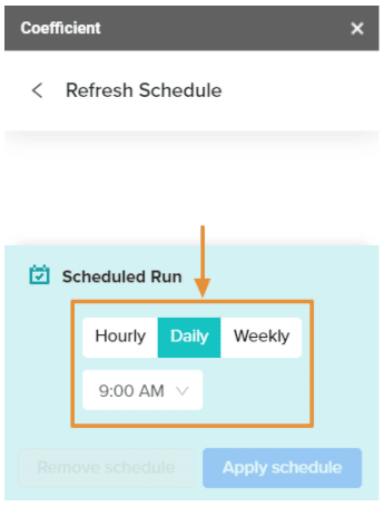 Auto-refresh scheduled run options.