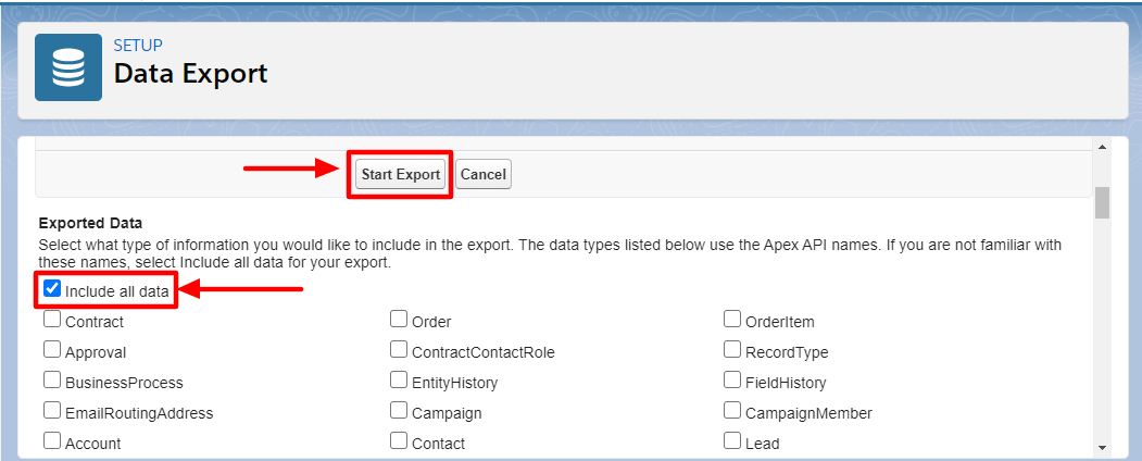 Multiple options for data export