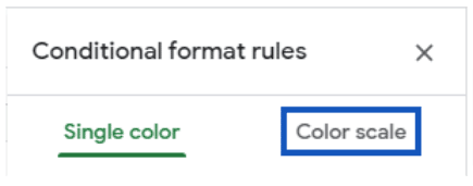 The conditional format rules tabs.