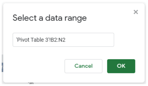 The Select a data range field. 