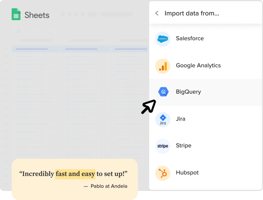 excel and google sheets connect to bigquery