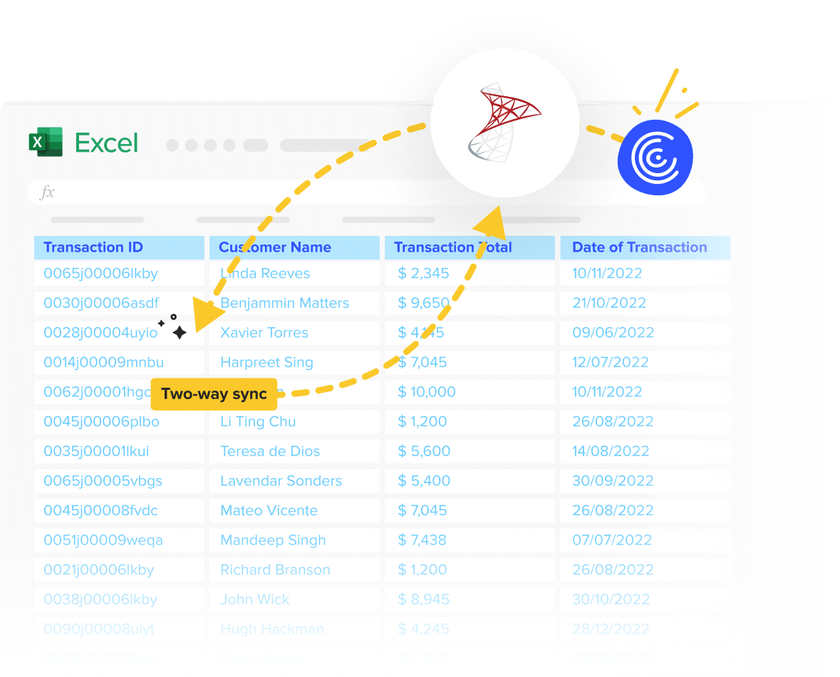 Microsoft SQL Server to Excel