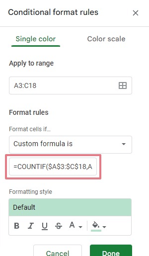 COUNTIF function find duplicates 