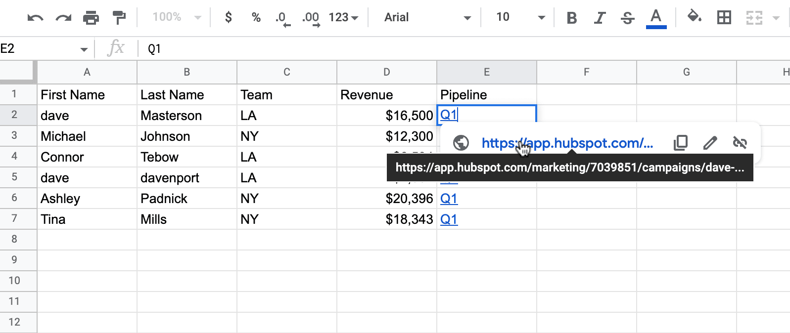 search for URL google spreadsheet