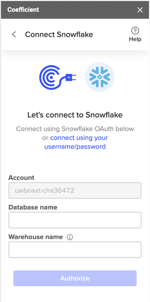 connect snowflake via oauth to spreadsheets with coefficient