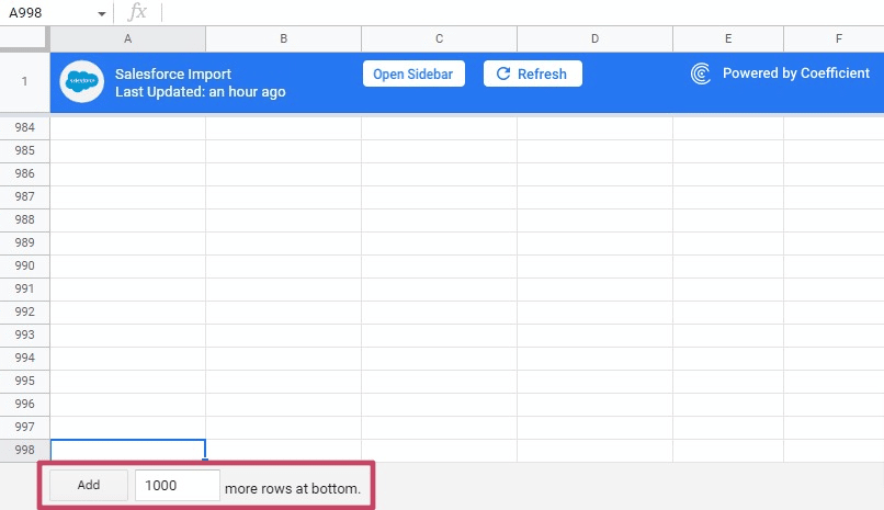 Add rows bottom Google Sheets