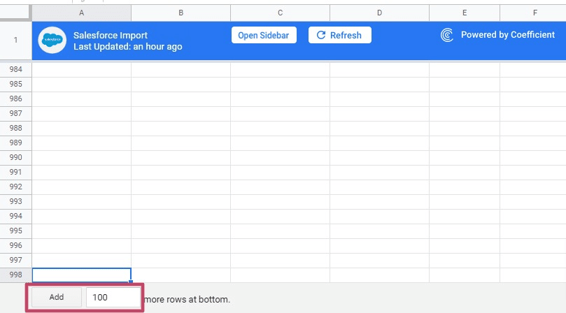 Add row to bottom of spreadsheet Google Sheets