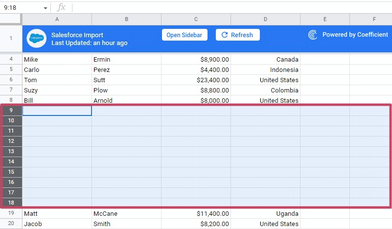 Add multiple rows to google sheets