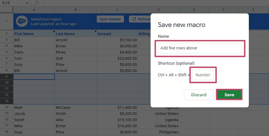 Add rows macro Google Sheets