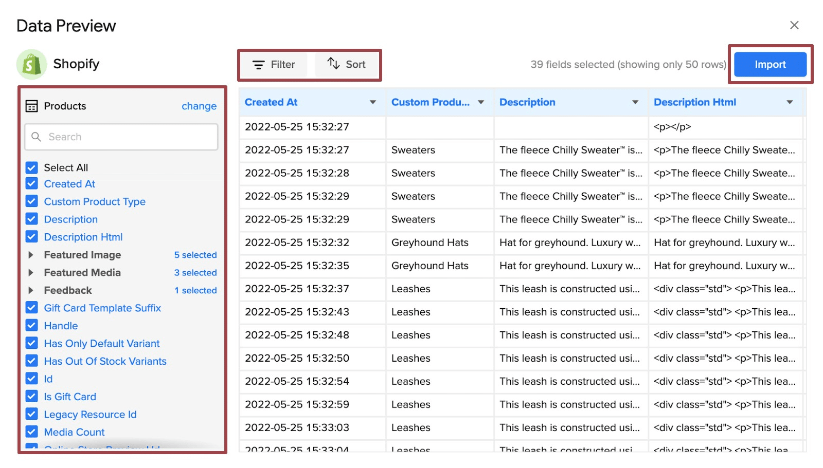 Import Shopify data into Google Sheets 