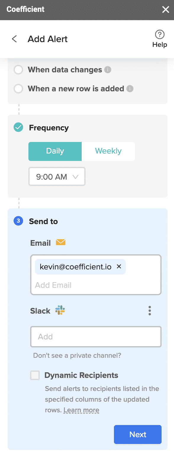Send Slack message Google Sheets