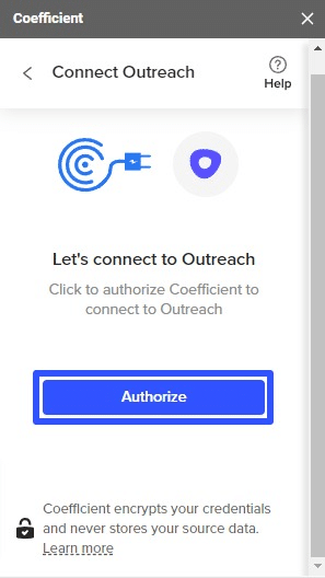 Authorize the connection to the Outreach platform