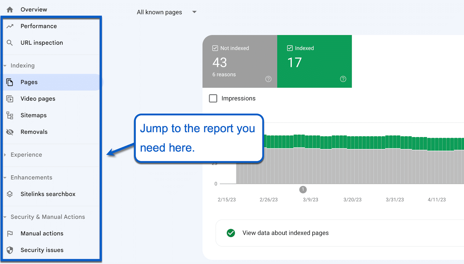 To download a CSV report, log in to Google Search Console and open the required report page