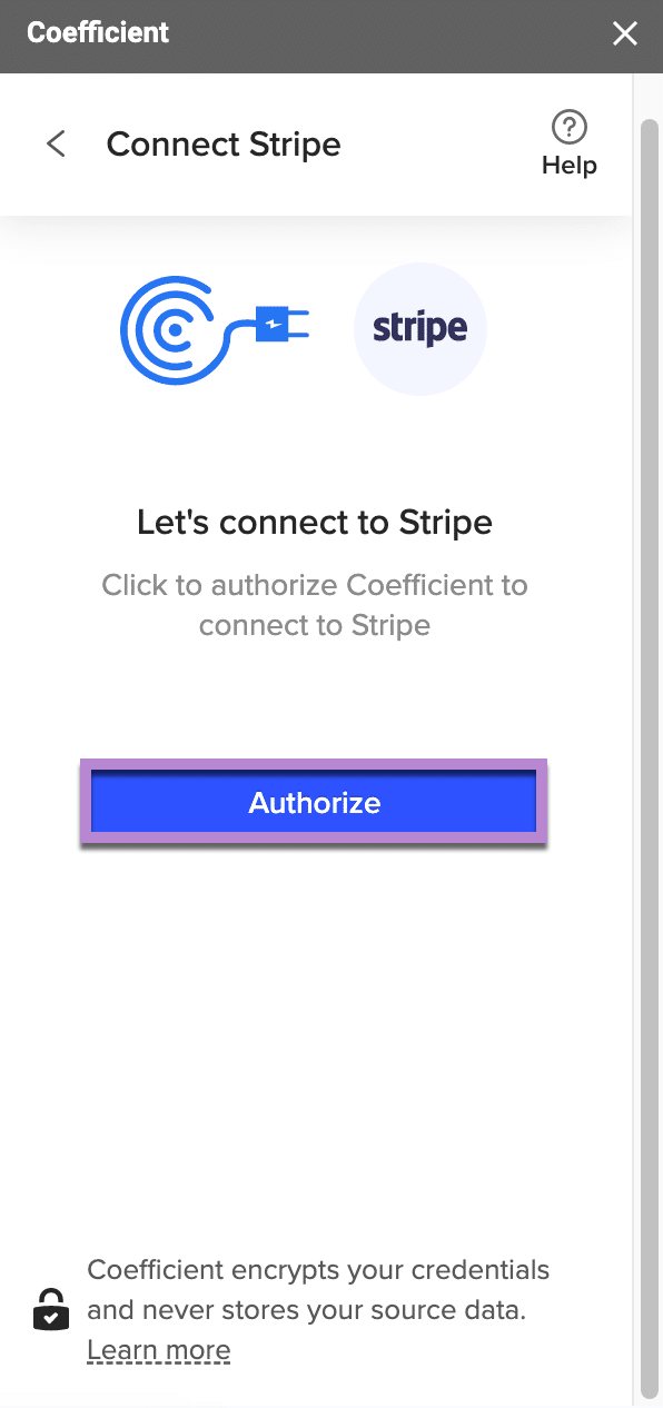 authorize stripe connection google sheets