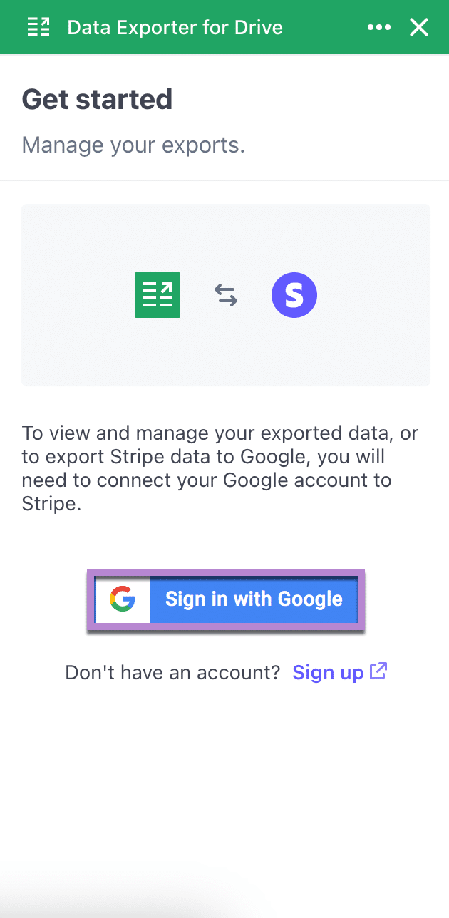 sign in with google stripe