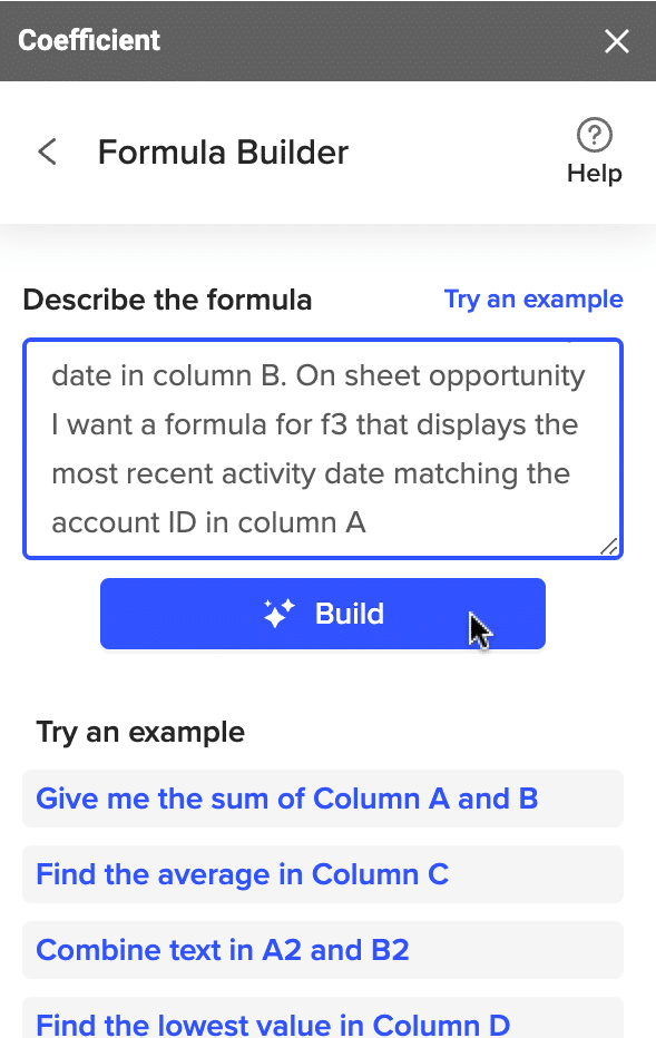 build formula google sheets