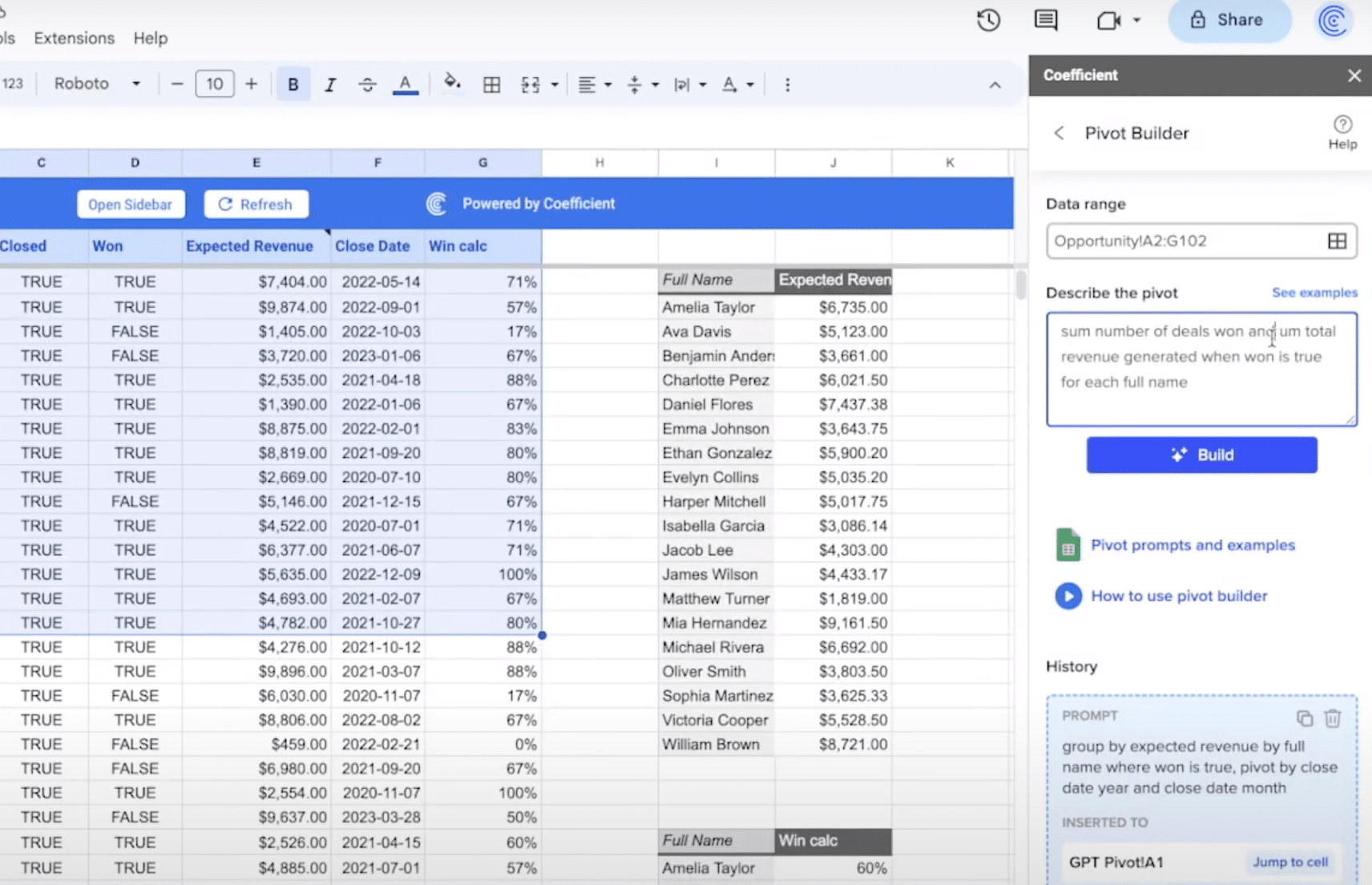 calculate expected revenue google sheets
