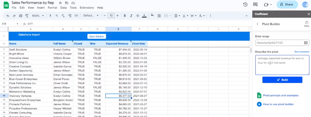 expected revenue google sheets
