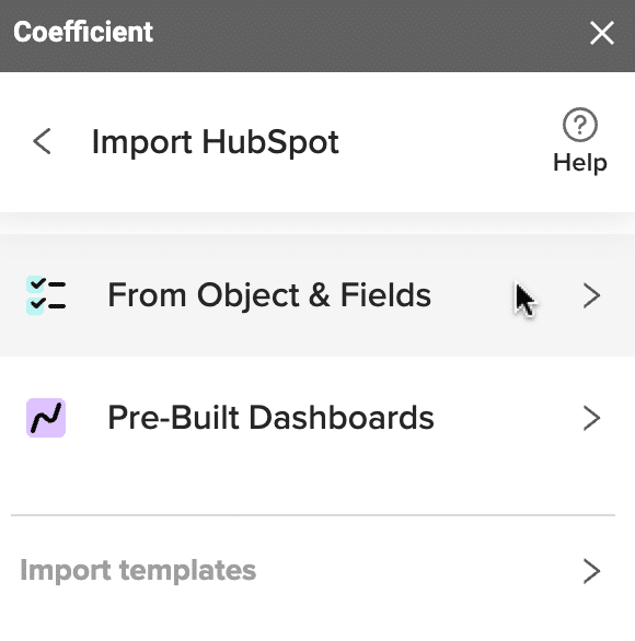 select which objects and fields you want to import 