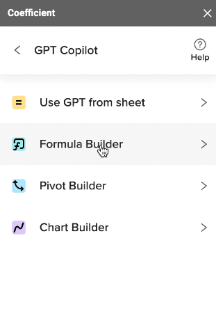 select the gpt copilot formula builder 