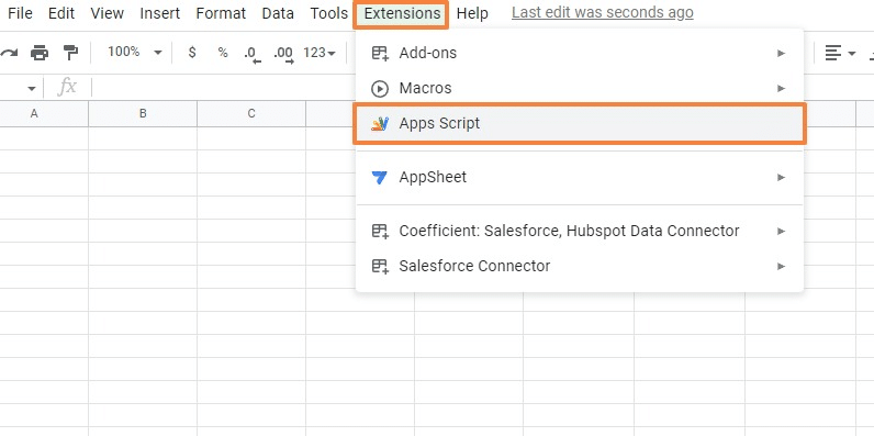 Accessing Apps Script from Google Sheets