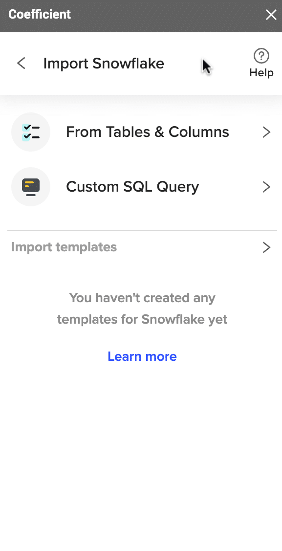 two options to import data from snowflake 