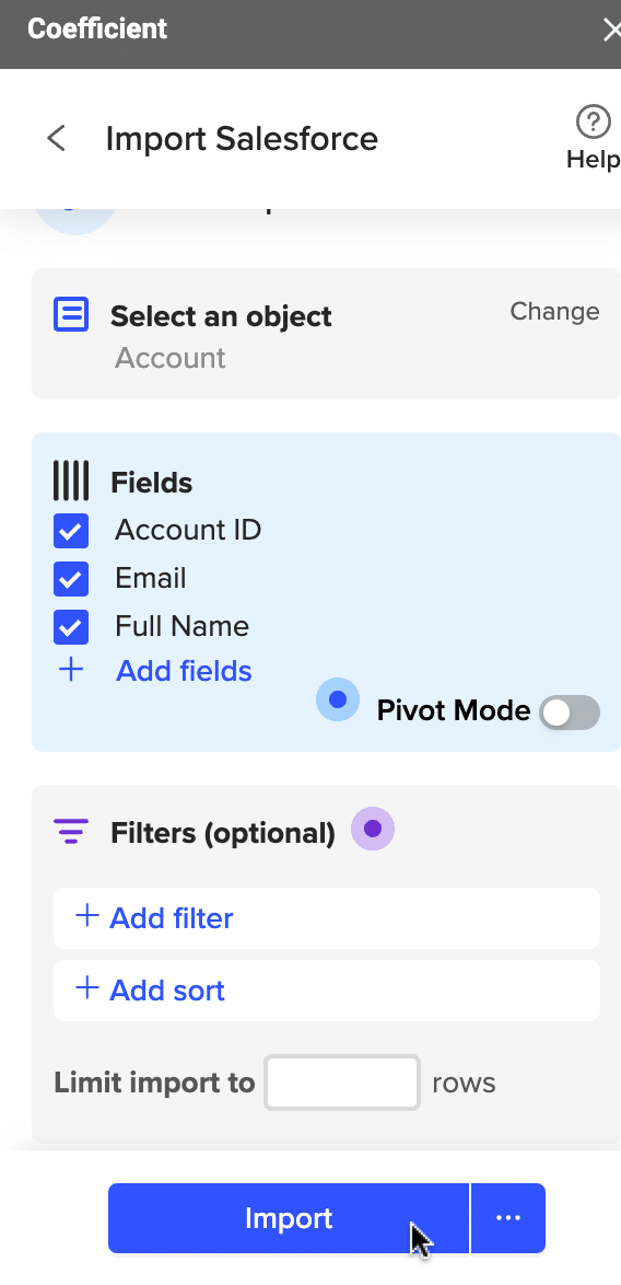 select account id, email, and full name as your fields