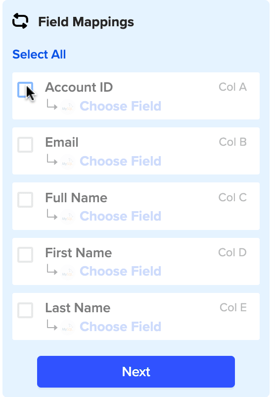 select account ID and map to a field