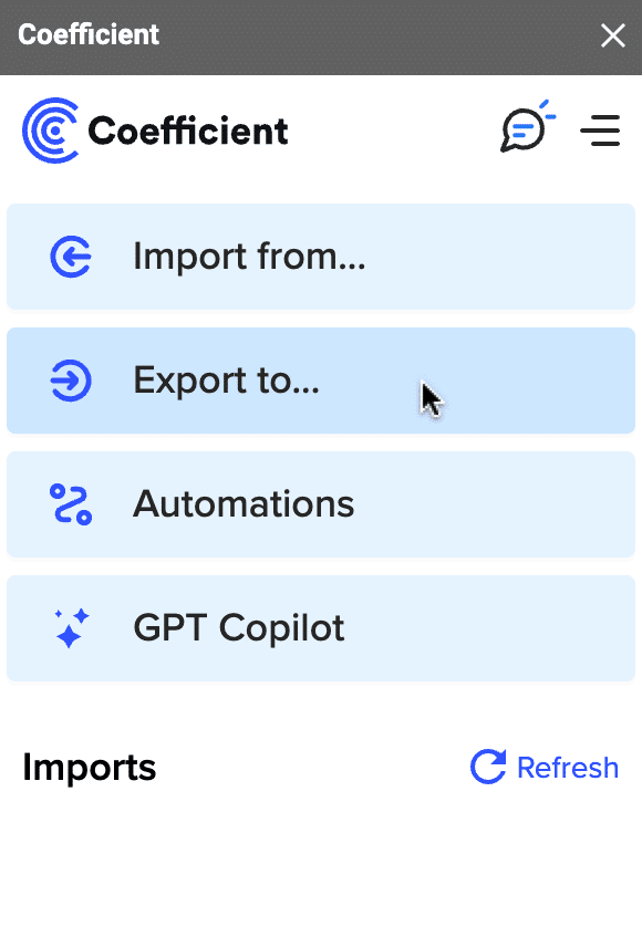Return to the coefficient menu and select export to...