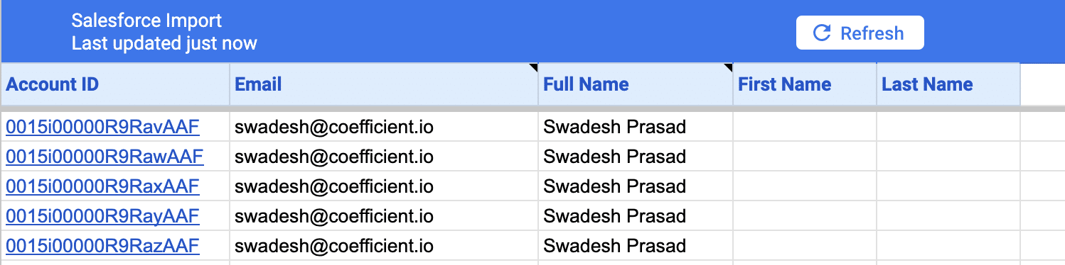 Manually create two new columns for the first and last names 