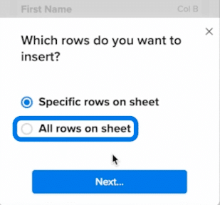 insert all the rows on your sheet 