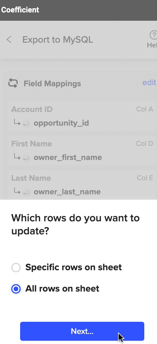 select the rows you want to update 