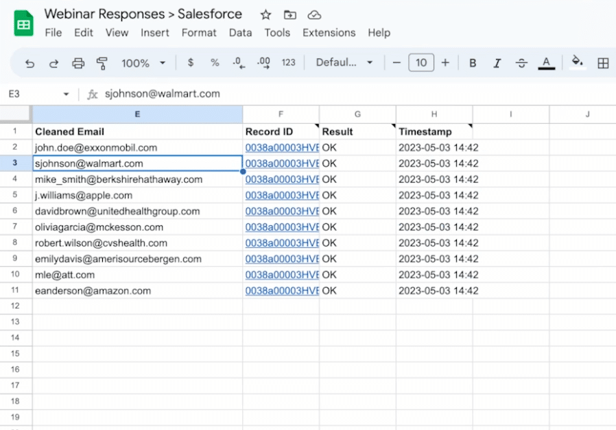 return to your sheet to verify your cleaned data exported correctly 