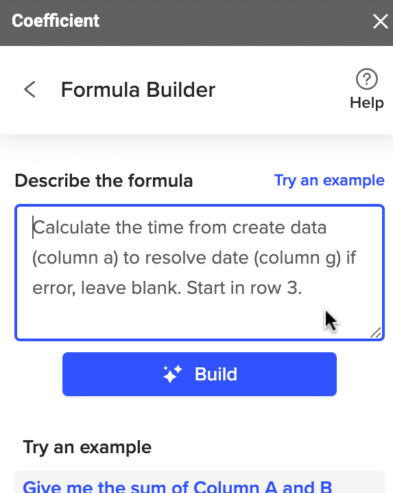 Describe the formula you want to build