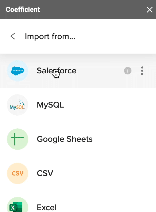select sales force as your data source