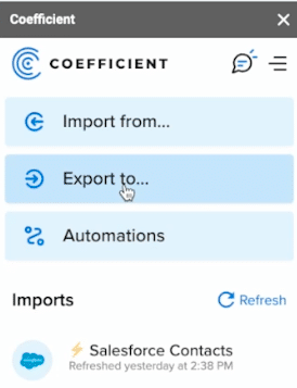 now export the data to salesforce