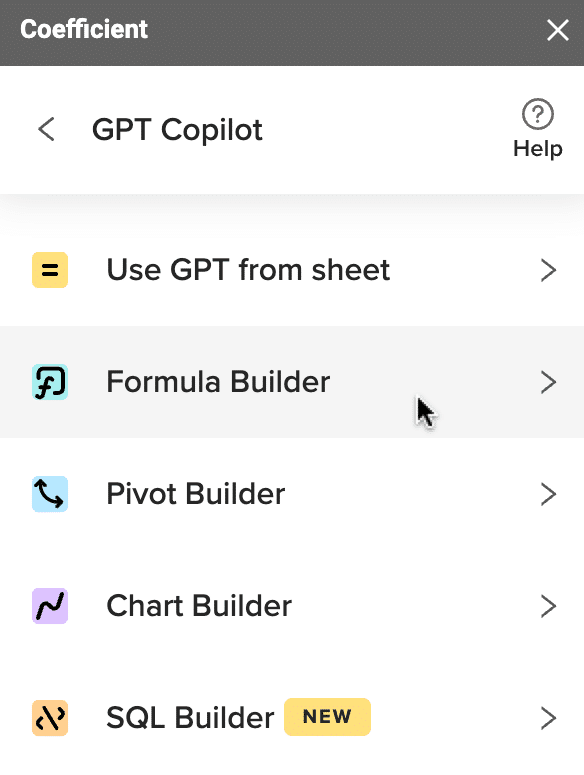 select formula builder