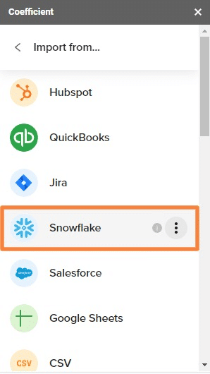choose snowflake as your data source 