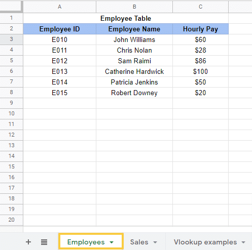 vlookup in different sheet