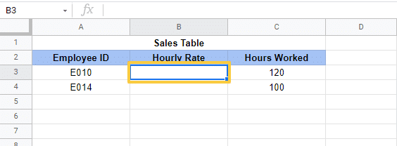 vlookup sales table