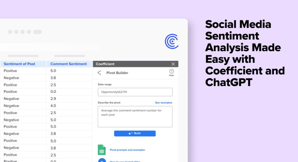 In this blog, we will demonstrate how integrating Coefficient and ChatGPT with Google Sheets can simplify social media sentiment analysis