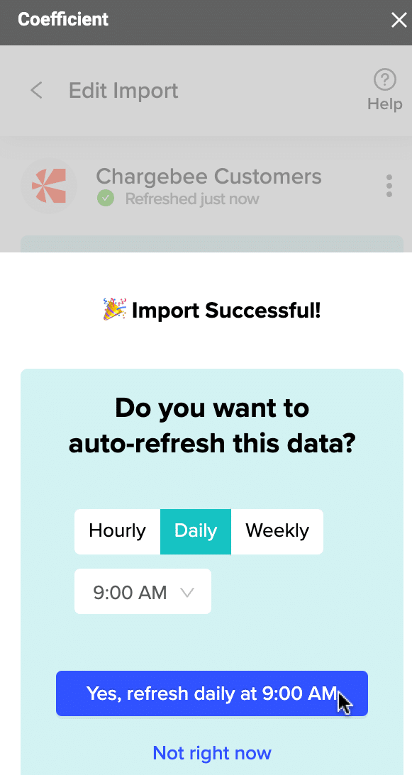 select the cadence you wish to auto-refresh your data 