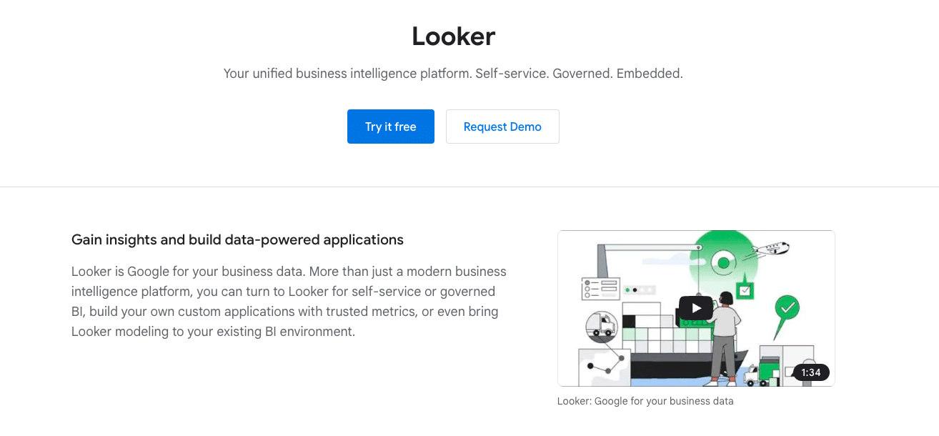 Looker is a versatile data platform that allows businesses to explore and share insights across various departments, enhancing collaboration and decision-making. 