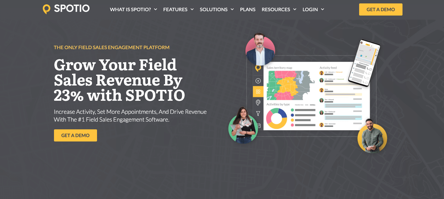 Spotio is a specialized tool that offers location-based sales intelligence and analytics, making it particularly valuable for field sales teams. 