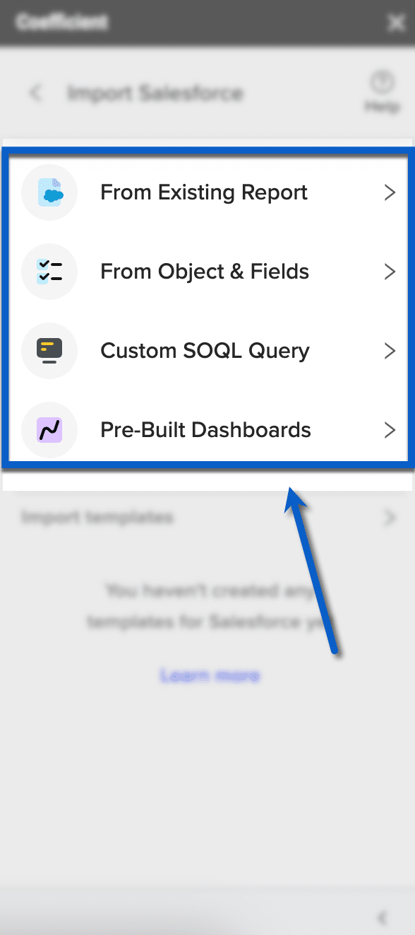 you can pull data from existing reports, objects & fields, and custom SOQL queries.