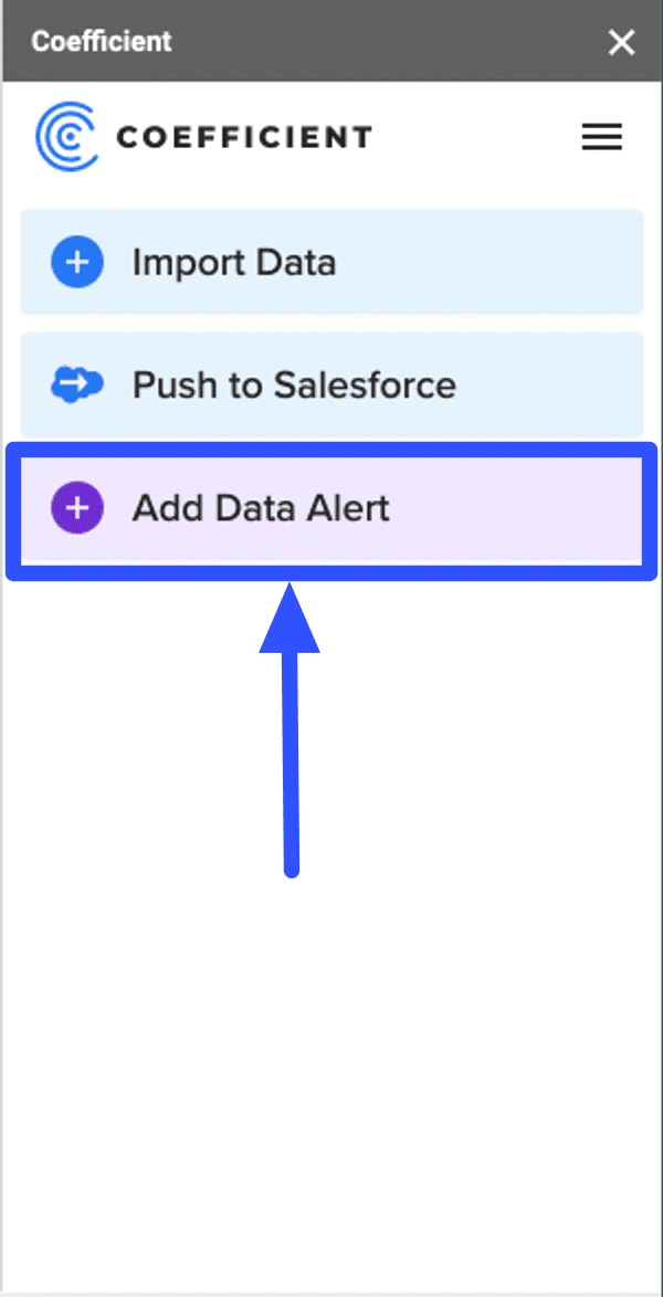 et up the Slack alert by clicking Add Data Alert on the Coefficient sidebar. 