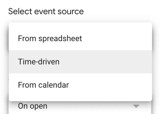 select the event source as time-drive