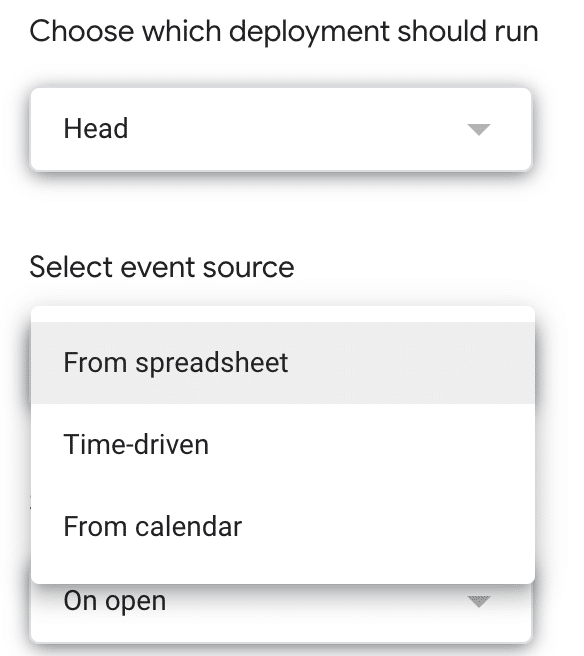 select the event source