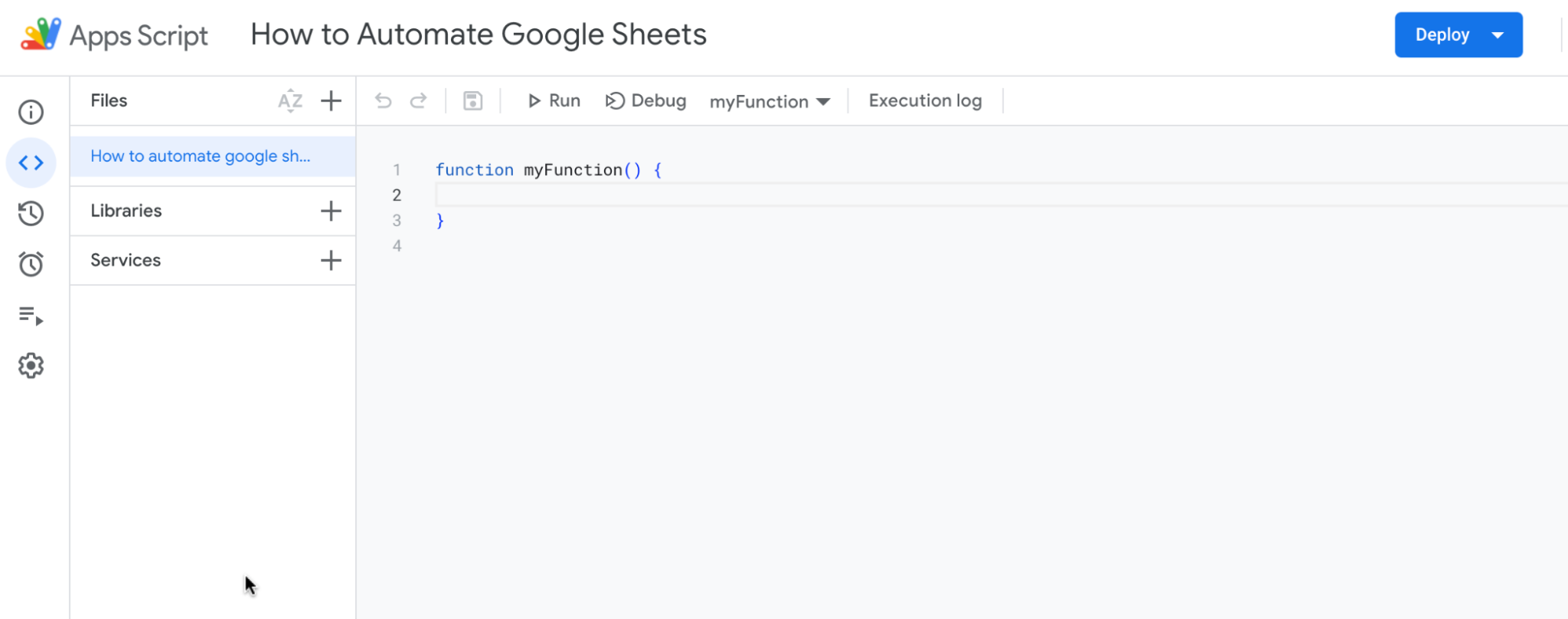 the Google Apps Scripts editor will open in a new tab 